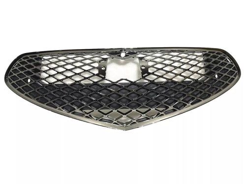 2022-2023 Genesis G70 Front Bumper Upper Grille With Camera Option & Sensor Holes Dark Chrome - Texas-e-parts