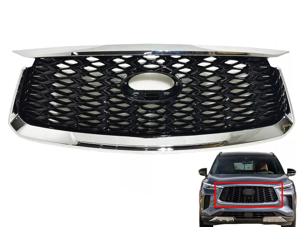 2021 2022 2023 2024 Infiniti QX60 Grille Front Bumper Upper Grille Chrome - Texas-e-parts