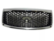 2018 2019 2020 2021 Infiniti QX80 Front Bumper Upper Grille With Camera Option Chrome - Texas-e-parts