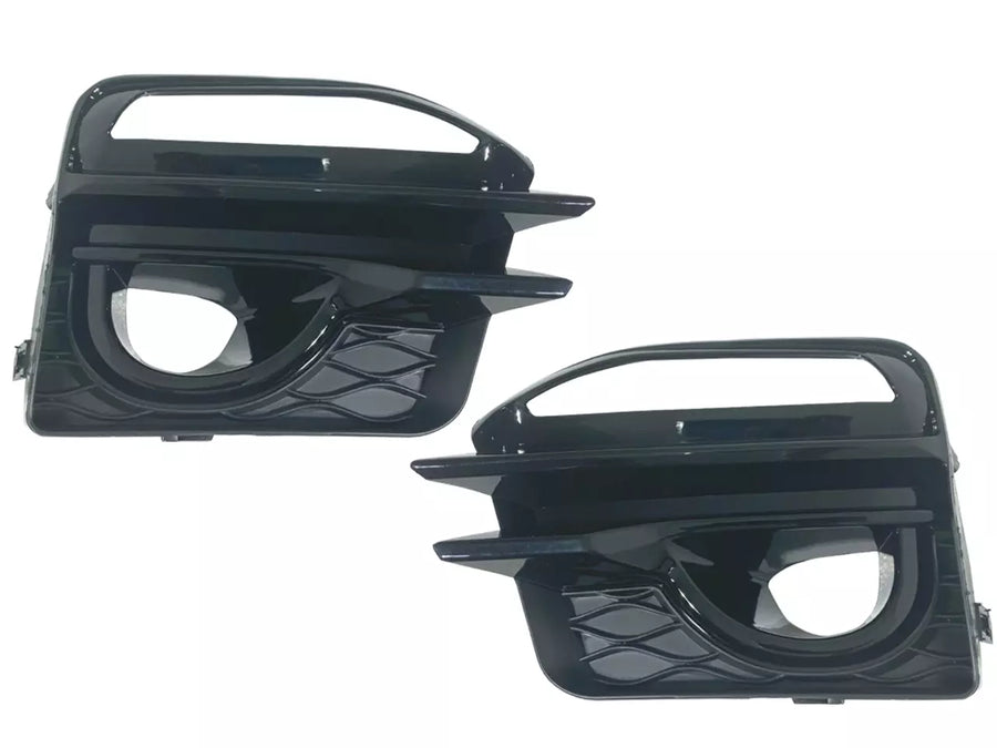 2014-2017 Infiniti Q50 Q50s Front Bumper Fog Light Cover Left Driver & Right Passenger Set Gloss Black - Texas-e-parts