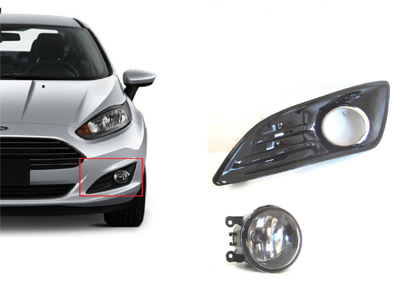  beler Front Left + Right Bumper Fog Light Lamp Cover Grille  Grill Assembly For Ford Fiesta 2013-2014 : Automotive