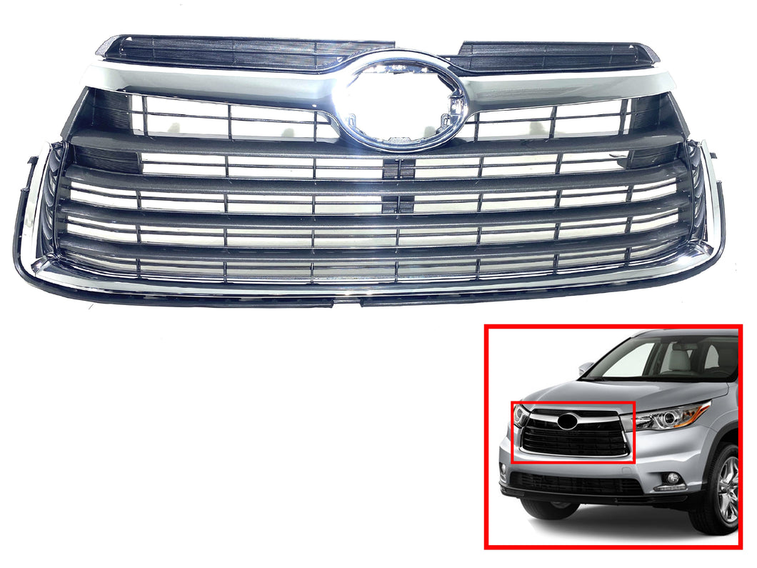 2014 2015 2016 Toyota Highlander Front Bumper Upper Lower Grille - Texas-e-parts