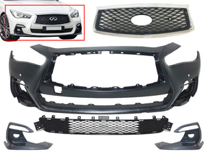 2018 2019 2020 2021 2022 2023 Infiniti Q50 Q50s Sports Front Bumper Fog Light Covers Grille Complete With Holes