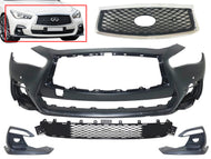 2018 2019 2020 2021 2022 2023 2024 Infiniti Q50 Q50s Sports Front Bumper Fog Light Covers Grille Complete With Holes - Texas-e-parts