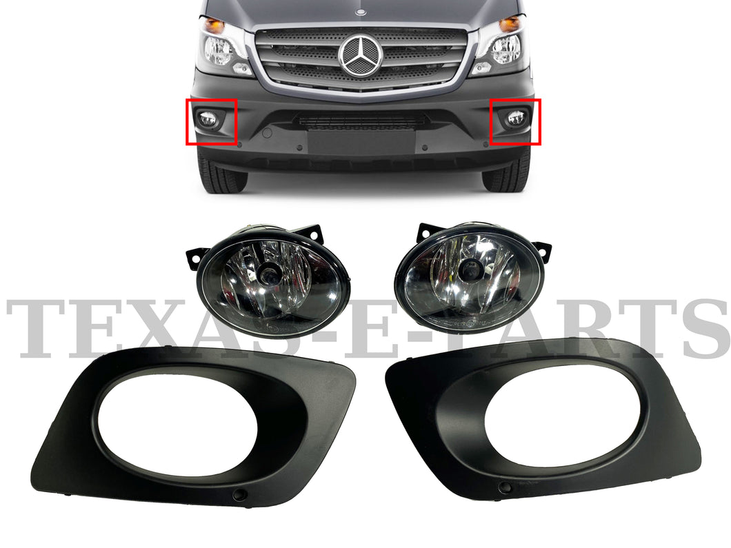 2014 2015 2016 2017 2018 Mercedes Benz Sprinter 1500 2500 3500 Front Bumper Fog Light Lamp With Cover Set Left Right - Texas-e-parts