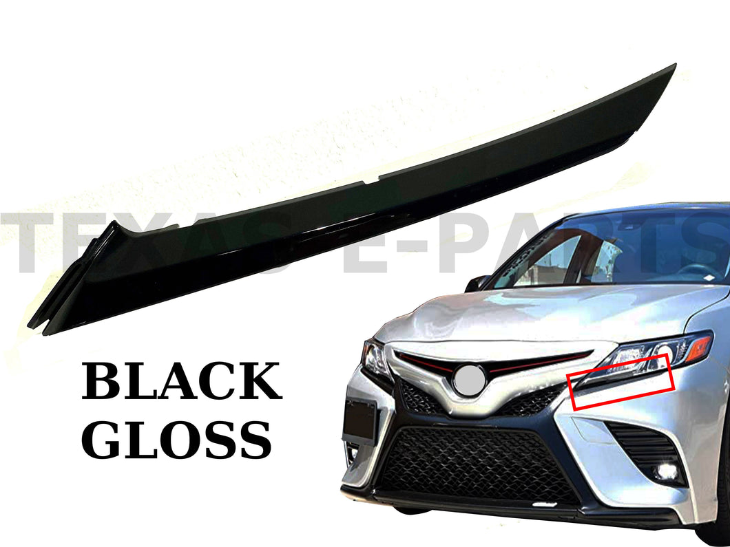 2018 2019 2020 2021 2022 2023 2024 Toyota Camry XSE SE Headlight Molding Trim Left Driver Side Gloss Black - Texas-e-parts