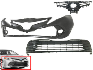 2018 2019 2020 Toyota Camry L LE XLE Front Bumper Cover With Upper Lower Grille - Texas-e-parts
