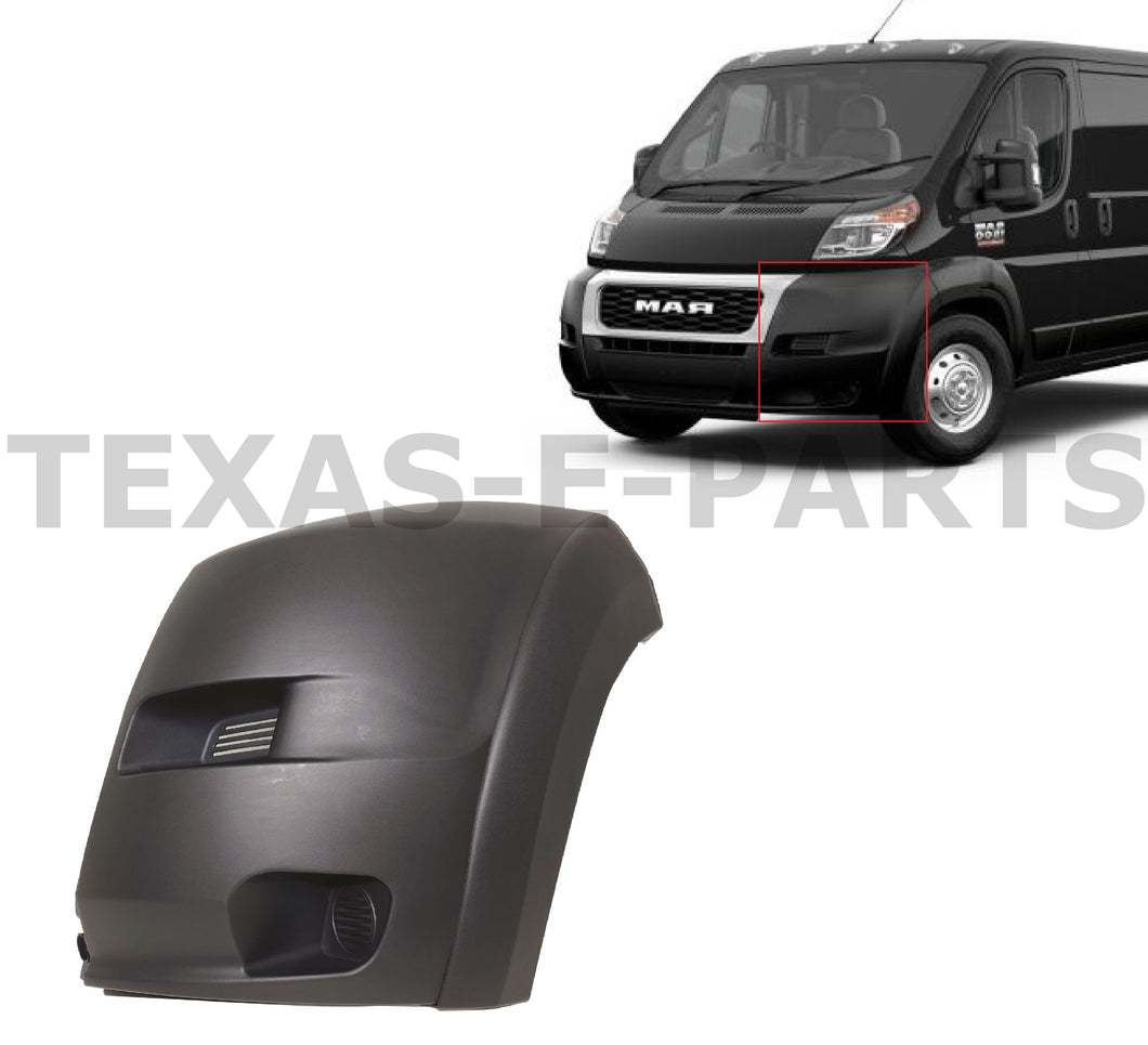 2019 2020 2021 2022 Ram ProMaster Left Front Bumper Side Cover Cap With Flare Driver Black