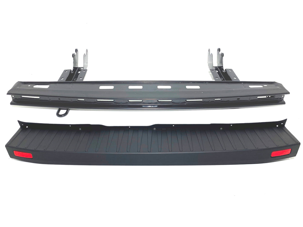 2015 2016 2017 2018 2019 2020 2021 2022 2023 2024 Ford Transit Rear Bumper Cover Without Sensor Holes With Reflectors & Reinforcement Bracket - Texas-e-parts