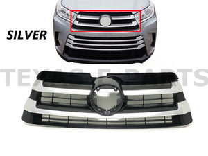 2017 2018 2019 Toyota Highlander Front Bumper Upper Grille Silver - Texas-e-parts