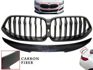 2019-2023 BMW 8 Series Gran Coupe 4 Door Sedan Front Bumper Upper Grille With Rear Trunk Spoiler Curved