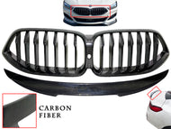 2019 2020 2021 2022 2023 2024 BMW 8-Series Gran Coupe Front Bumper Upper Grille With Rear Trunk Spoiler Curved - Texas-e-parts