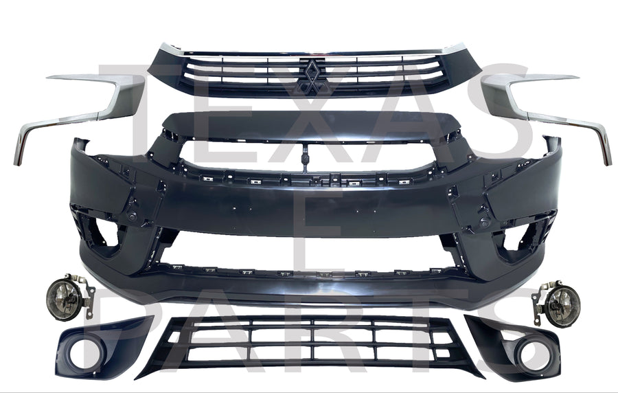 2016 2017 2018 2019 Mitsubishi Outlander Sport Front Bumper Cover Grille Fog Light Lamp Chromes Trims Complete - Texas-e-parts