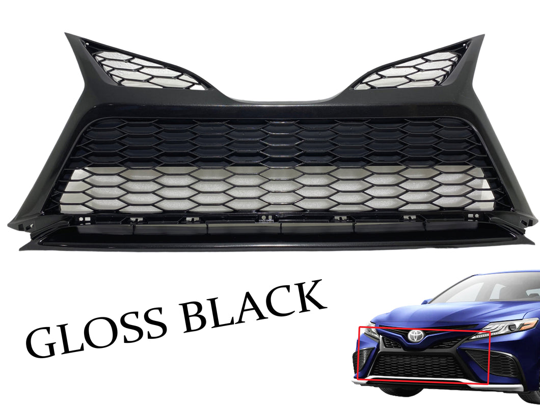 2021 2022 2023 Toyota Camry XSE SE Front Bumper Lower Grille Gloss Black Honeycomb