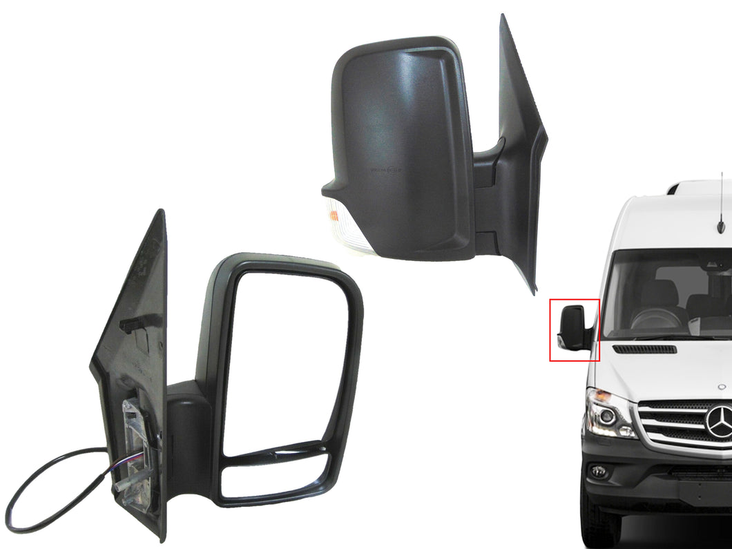 2006-2018 Mercedes Sprinter Van Right Passenger Side View Mirror Short Arm Heated Signal - Texas-e-parts