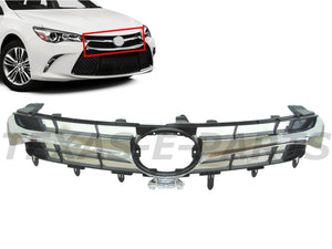 2015 2016 2017 Toyota Camry Front Bumper Upper Grille Chrome - Texas-e-parts