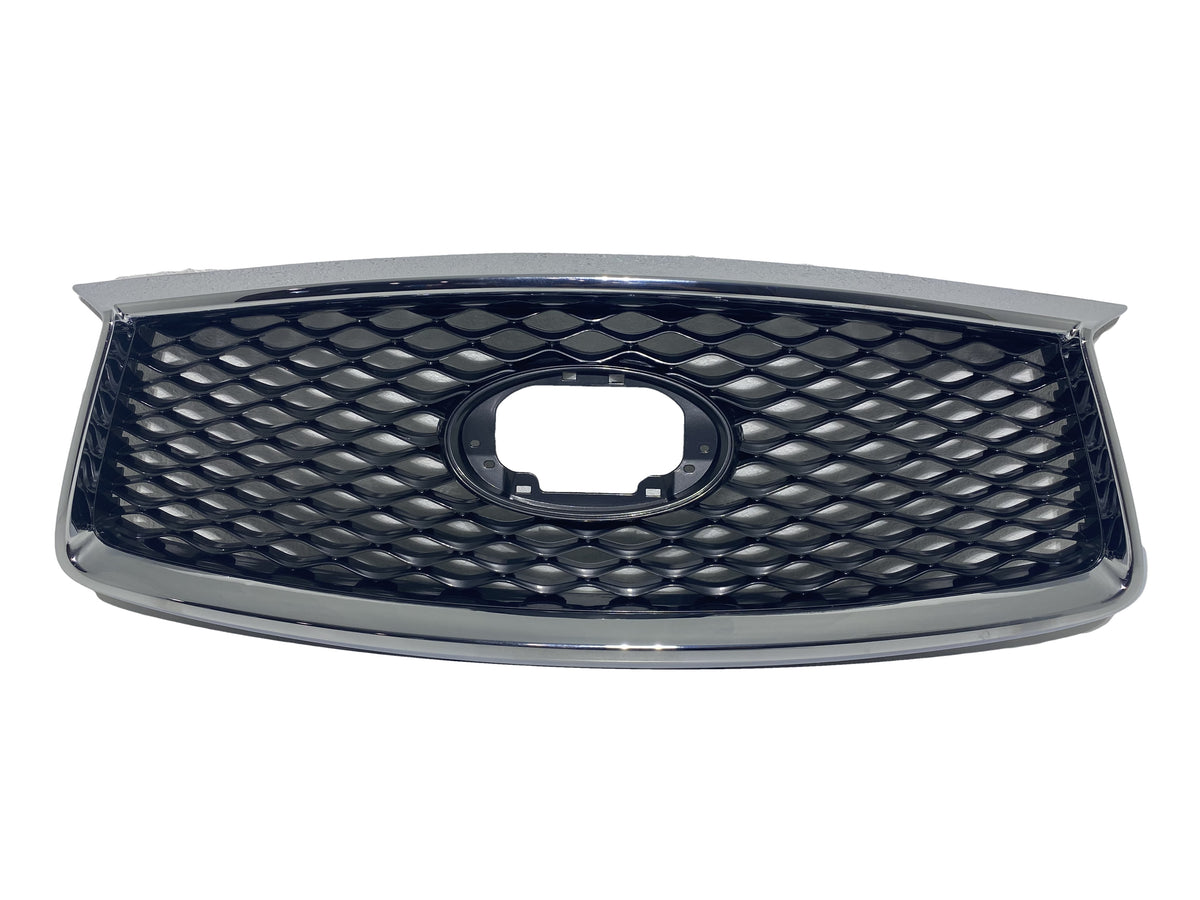 Front Upper Mesh Grille – For Infiniti QX50 2019-2023 (With Camera Hole, Chrome/Black)