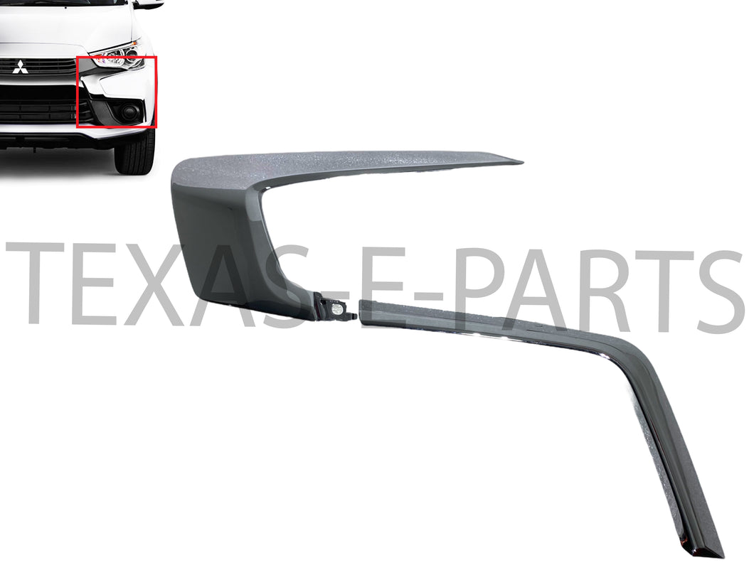 2016 2017 2018 2019 Mitsubishi Outlander Sport Front Bumper Left Chrome Trims Upper Lower Molding - Texas-e-parts