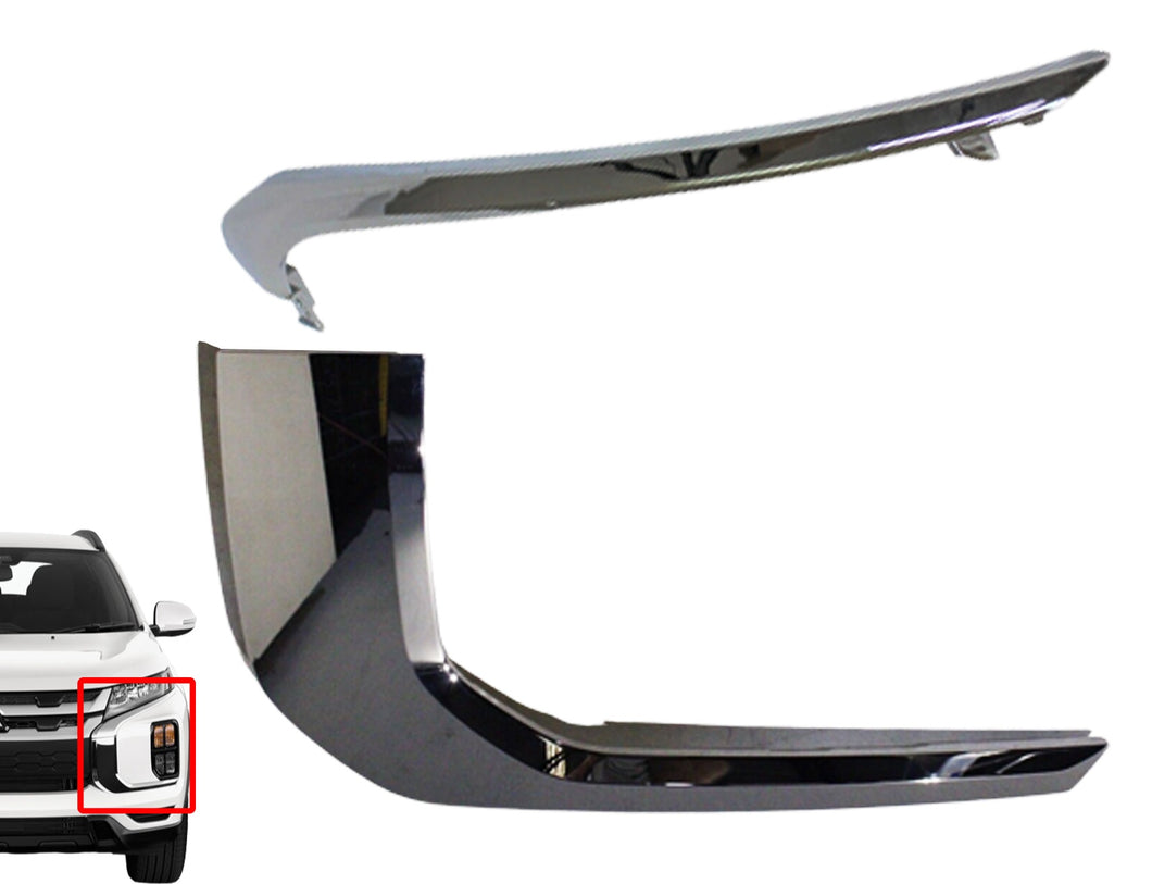 2020 2021 2022 2023 Mitsubishi Outlander Sport Front Bumper Upper Lower Chrome Molding Trim Left Driver Side - Texas-e-parts