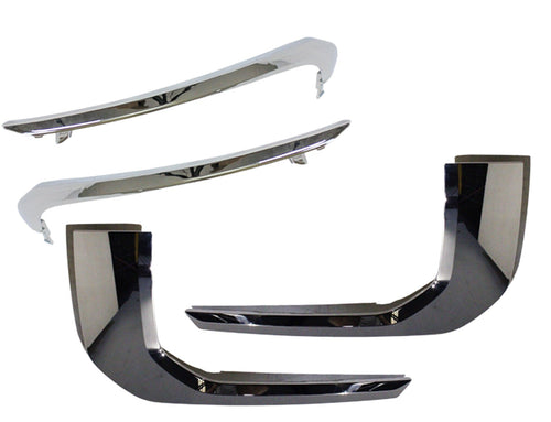 2020 2021 2022 2023 Mitsubishi Outlander Sport Front Bumper Upper Lower Chrome Molding Trim Left Driver & Right Passenger Side Set - Texas-e-parts