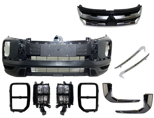 2020 2021 2022 2023 Mitsubishi Outlander Sport Front Bumper Cover With Upper Grille Side Molding Trim 4-Pcs Fog Light Turn Signal Light Covers - Texas-e-parts