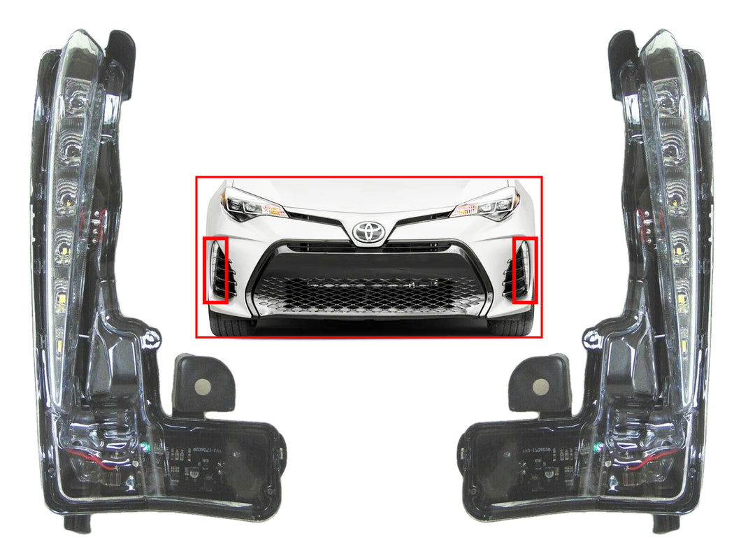 2017 2018 2019 Toyota Corolla XSE SE Left & Right Front Bumper Daytime Running Light Lamp Set - Texas-e-parts