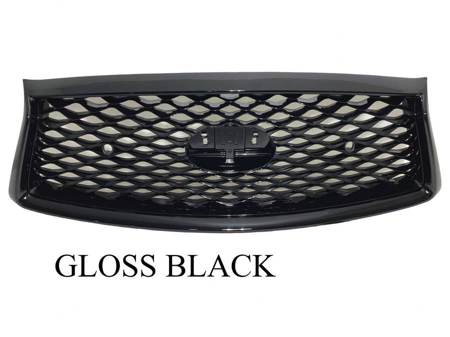 2018 2019 2020 2021 2022 2023 2024 Infiniti Q50 Front Bumper Upper Grille With Sensor Holes & Camera Option Gloss Black - Texas-e-parts