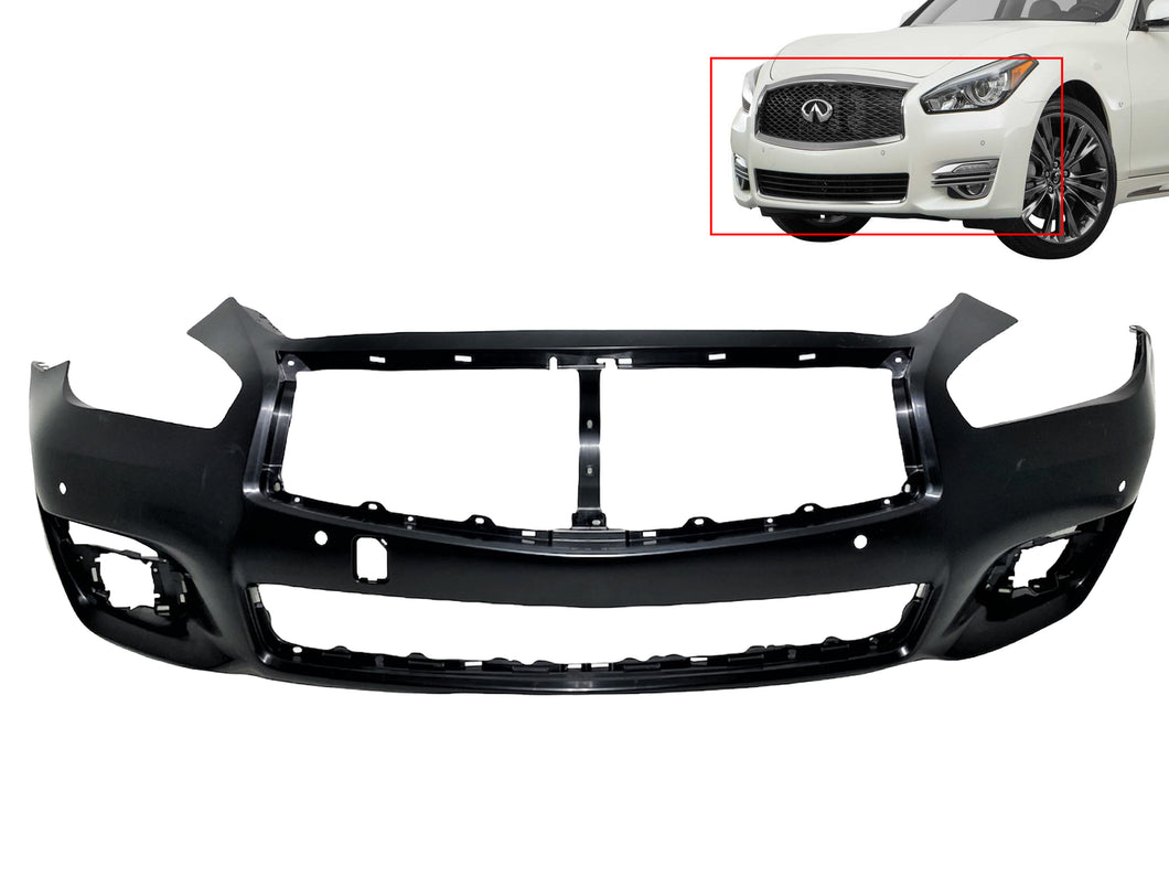 2015 2016 2017 2018 2019 Infiniti Q70L Q70 Front Bumper Cover With Sensor Holes - Texas-e-parts