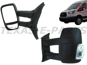 2015 2016 2017 2018 2019 2020 2021 2022 2023 2024 Ford Transit 150 Front Left Door Side Rear View Mirror Long Arm Signal - Texas-e-parts