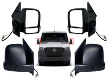 Load image into Gallery viewer, 2019 2020 2021 2022 Mercedes Benz &amp; Freightliner Sprinter 1500 2500 3500 Left Right Front Door Power Side Rear View Mirror Heated Signal Short Arm Set - Texas-e-parts