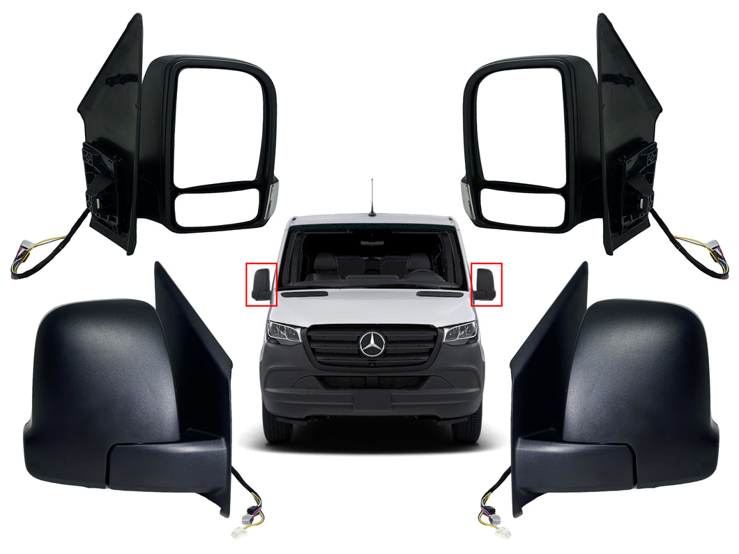 2019 2020 2021 2022 Mercedes Benz & Freightliner Sprinter 1500 2500 3500 Left Right Front Door Power Side Rear View Mirror Heated Signal Short Arm Set - Texas-e-parts