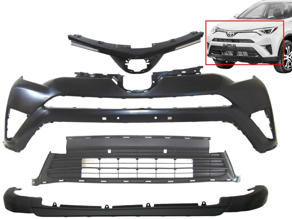 Front Bumper Lower Grille & Valance Panel For 2019-2021 Toyota RAV4 – Black Painted Finish