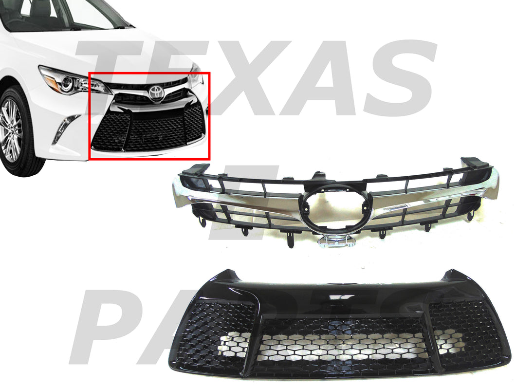 2015 2016 2017 Toyota Camry Front Bumper Upper & Lower Grille