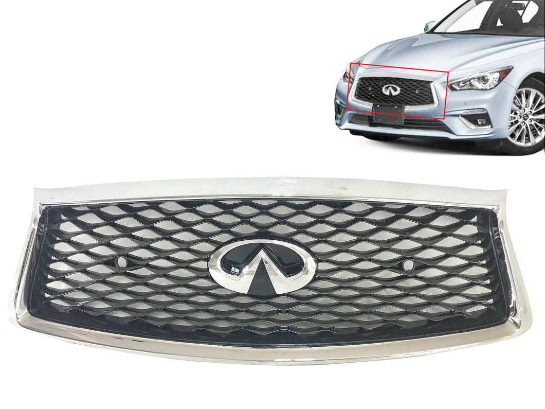 2018 2019 2020 2021 2022 2023 Infiniti Q50 Q50s Bumper Grille Upper with Sensor Holes - Texas-e-parts