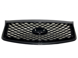 2018 2019 2020 2021 2022 2023 2024 Infiniti Q50 Q50s Sports Front Bumper Cover With Upper Lower Grille & Fog Light Cover Gloss Black - Texas-e-parts