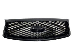 2018 2019 2020 2021 2022 2023 2024 Infiniti Q50 Q50s Sports Front Bumper Cover & Upper Grille With Sensor Holes Lower Grille Fog Light Covers Complete Gloss Black - Texas-e-parts