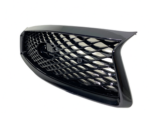 2018 2019 2020 2021 2022 2023 2024 Infiniti Q50 Q50s Sports Front Bumper Cover & Upper Grille With Sensor Holes Lower Grille Fog Light Covers Complete Gloss Black - Texas-e-parts