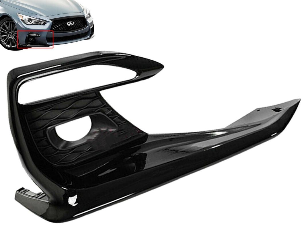 2018 2019 2020 2021 2022 2023 Infiniti Q50 Q50s Sports Front Bumper Fog Light Cover Right Passenger Side Gloss Black