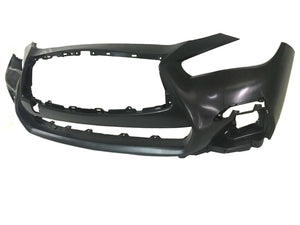 2018 2019 2020 2021 2022 2023 2024 Infiniti Q50 Q50s Sports Front Bumper Cover With Upper Lower Grille & Fog Light Cover Gloss Black - Texas-e-parts